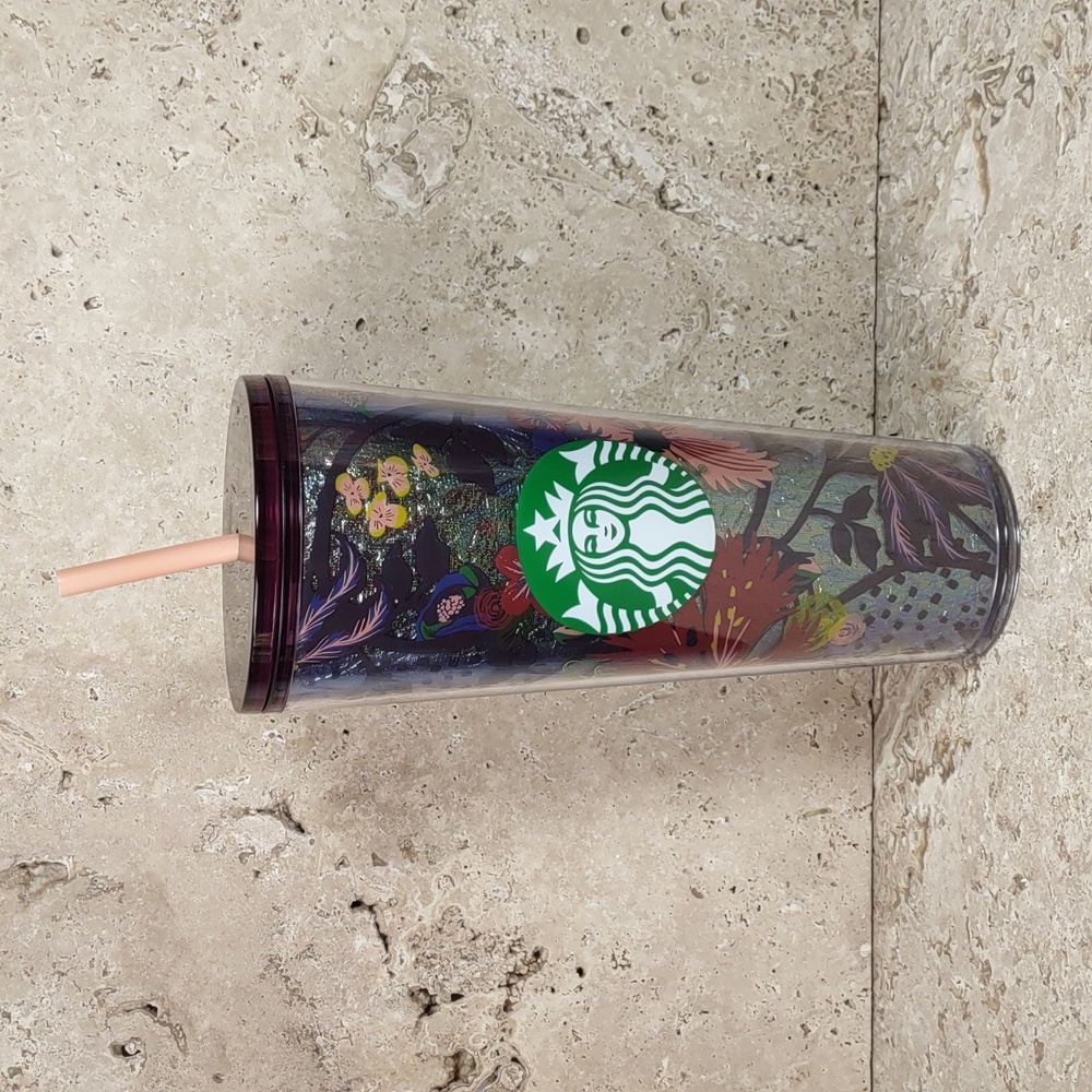 Starbucks 2021 Iridescent Foil Floral 24oz Acrylic Tumbler